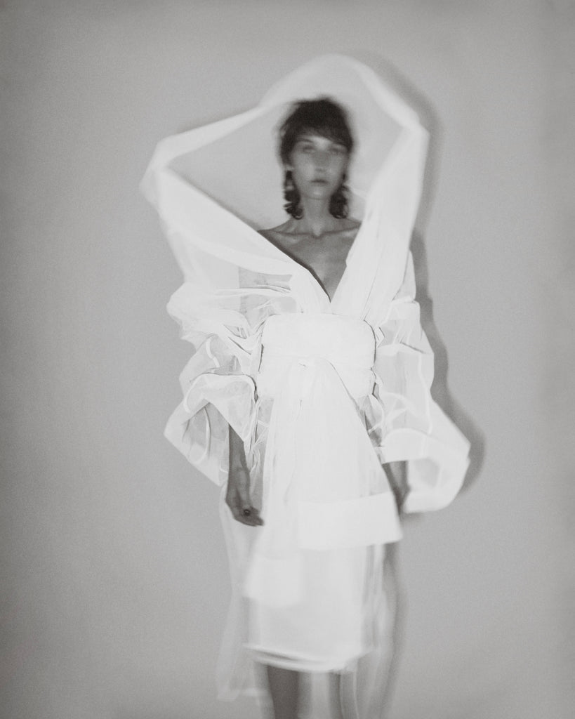 Jivomir Domoustchiev net mesh opera oversized coat