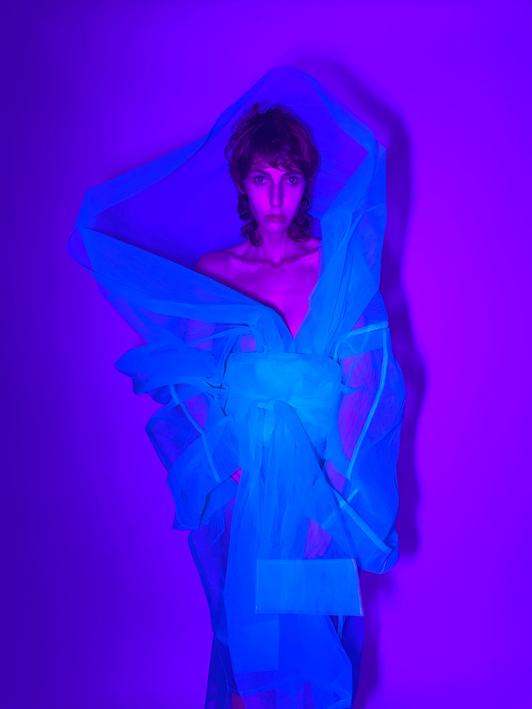 Jivomir Domoustchiev net mesh opera oversized coat