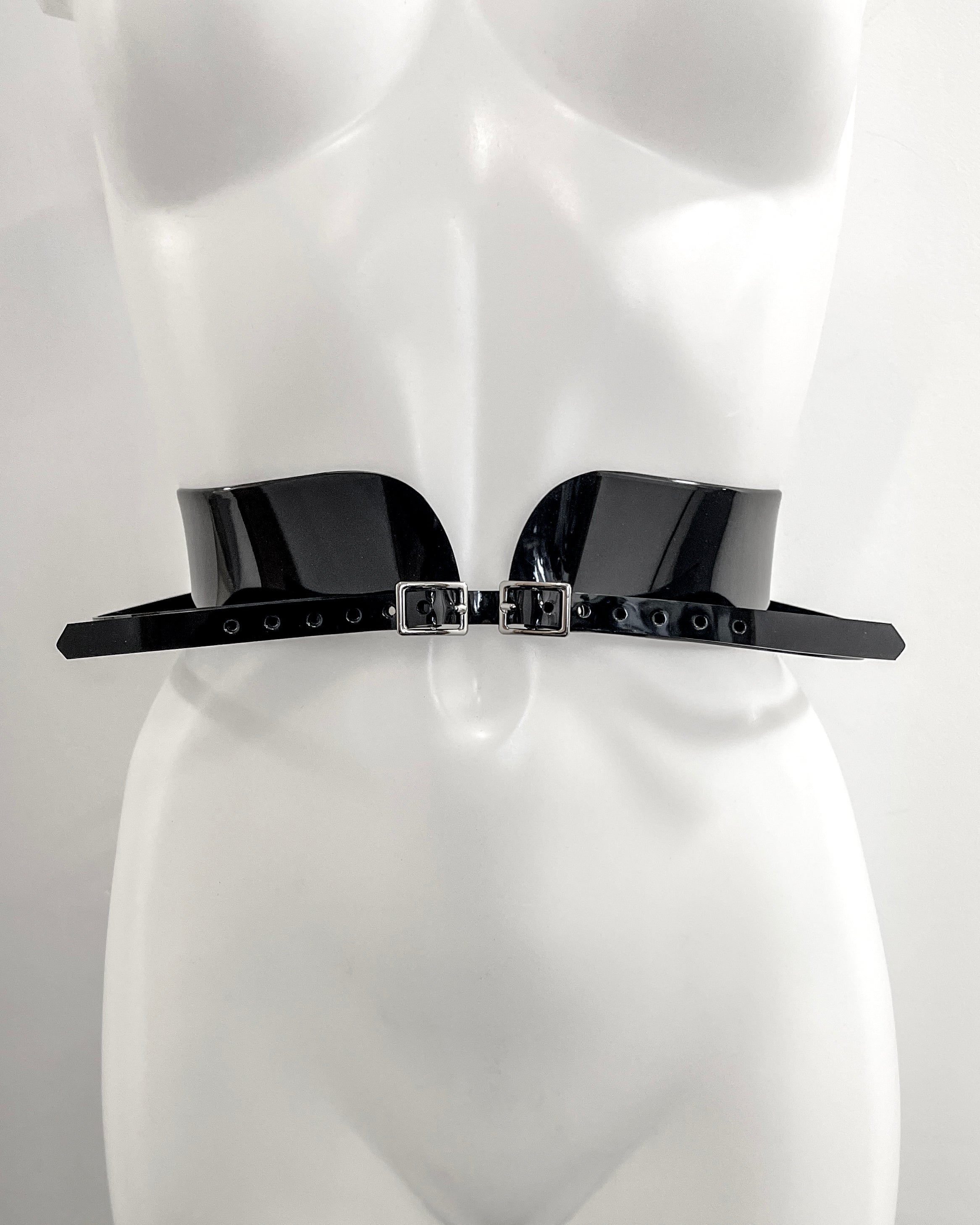 Jivomir Domoustchiev vegan vinyl pvc fashion wearable sculpture belt hand crafted to order only in East London Atelier independent luxury brand