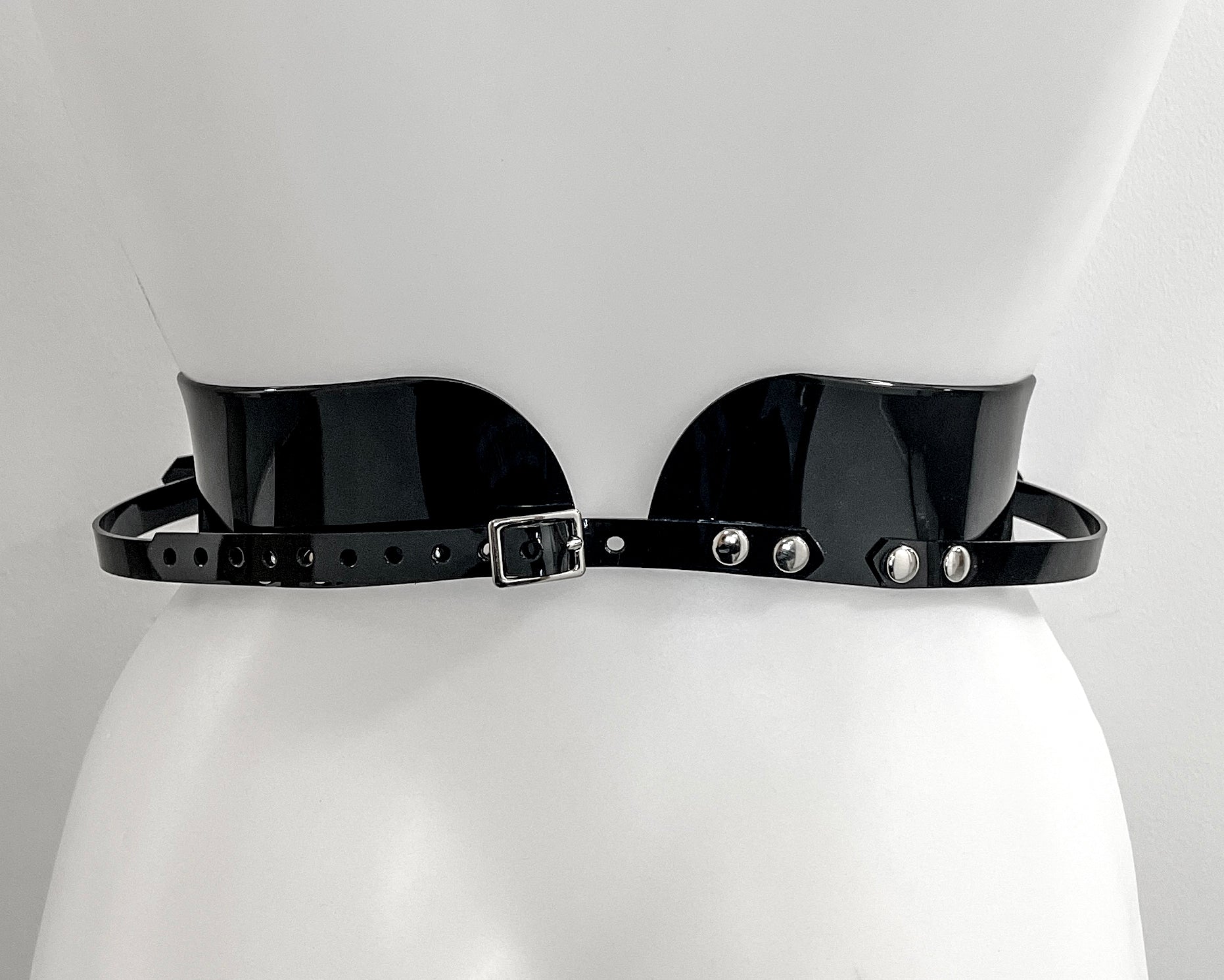 Jivomir Domoustchiev vegan vinyl pvc fashion wearable sculpture belt hand crafted to order only in East London Atelier independent luxury brand