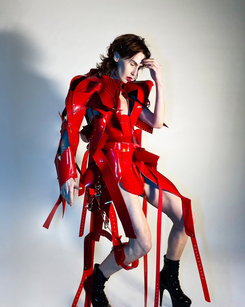 Jivomir Domoustchiev full body armour samurai woman cosplay future robot superhero love vegan sculpture design collectible art