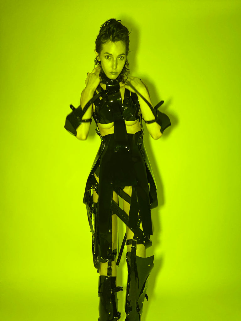 Black Onna Bugeisha by Jivomir Domoustchiev vegan fashion future love design robot kink fetsih superhero cosplay movie character robot 