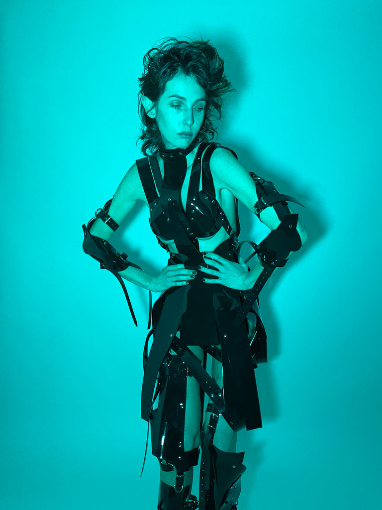 Black Onna Bugeisha by Jivomir Domoustchiev vegan fashion future love design robot kink fetsih superhero cosplay movie character robot 