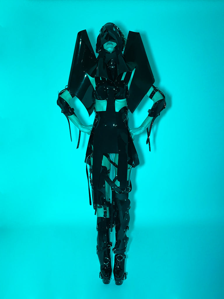 Black Onna Bugeisha by Jivomir Domoustchiev vegan fashion future love design robot kink fetsih superhero cosplay movie character robot 