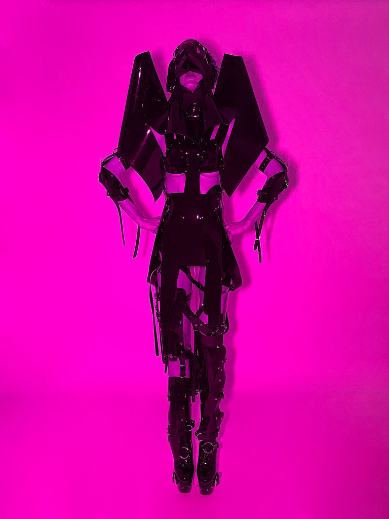 Black Onna Bugeisha by Jivomir Domoustchiev vegan fashion future love design robot kink fetsih superhero cosplay movie character robot 