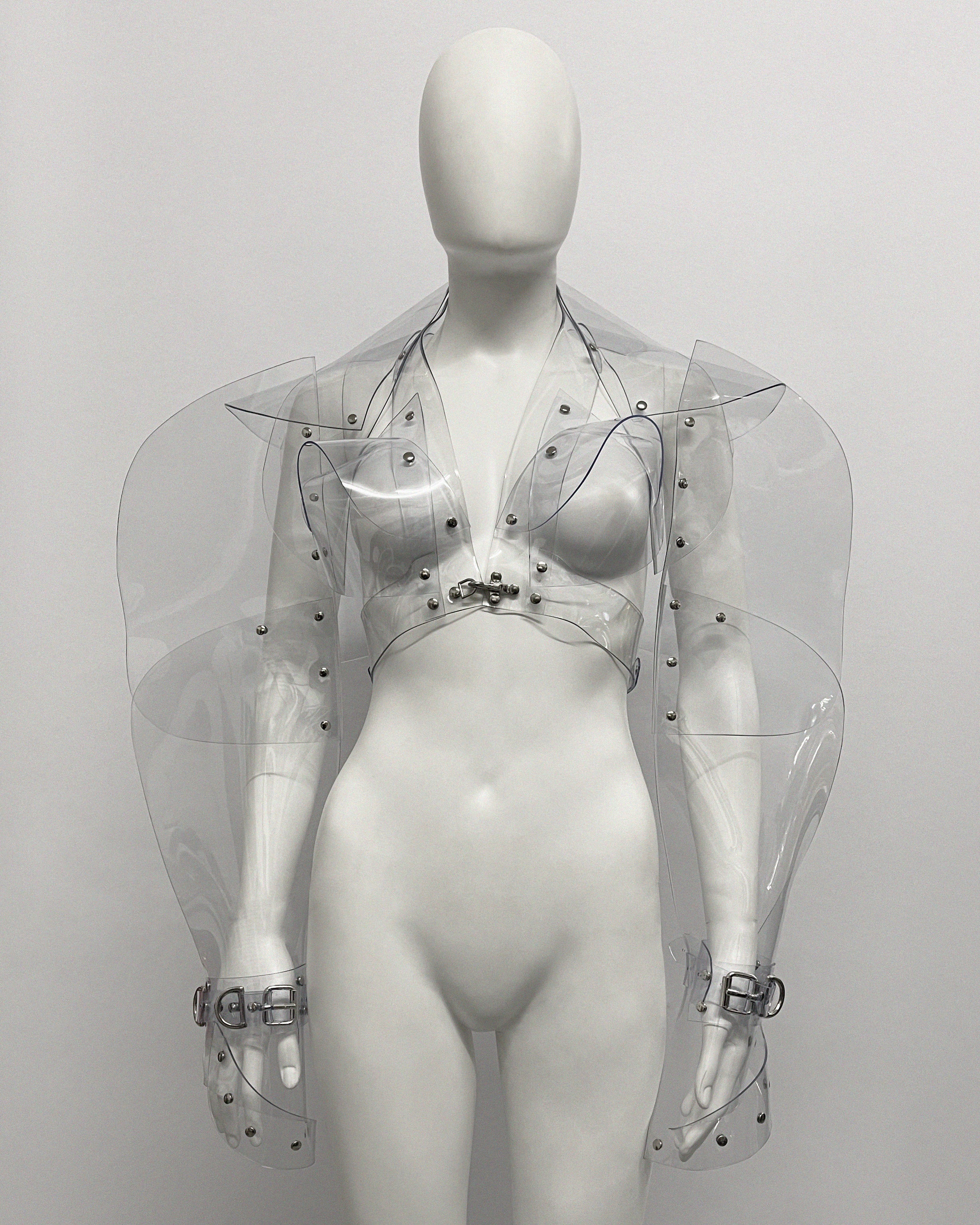 Jivomir Domoustchiev vegan vinyl sculpture jacket transparent fashion future fetish kink couture robot love design luxury vogue 