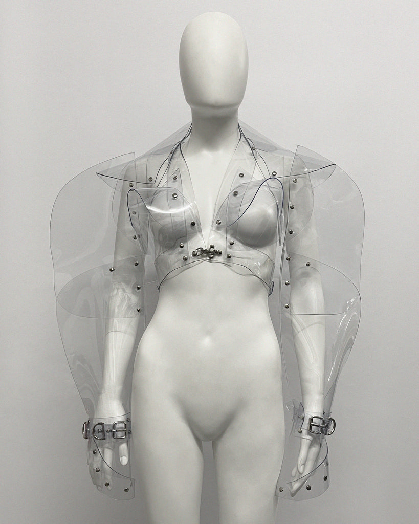 Jivomir Domoustchiev full body armour samurai woman cosplay future robot superhero love vegan sculpture design collectible art transparent 