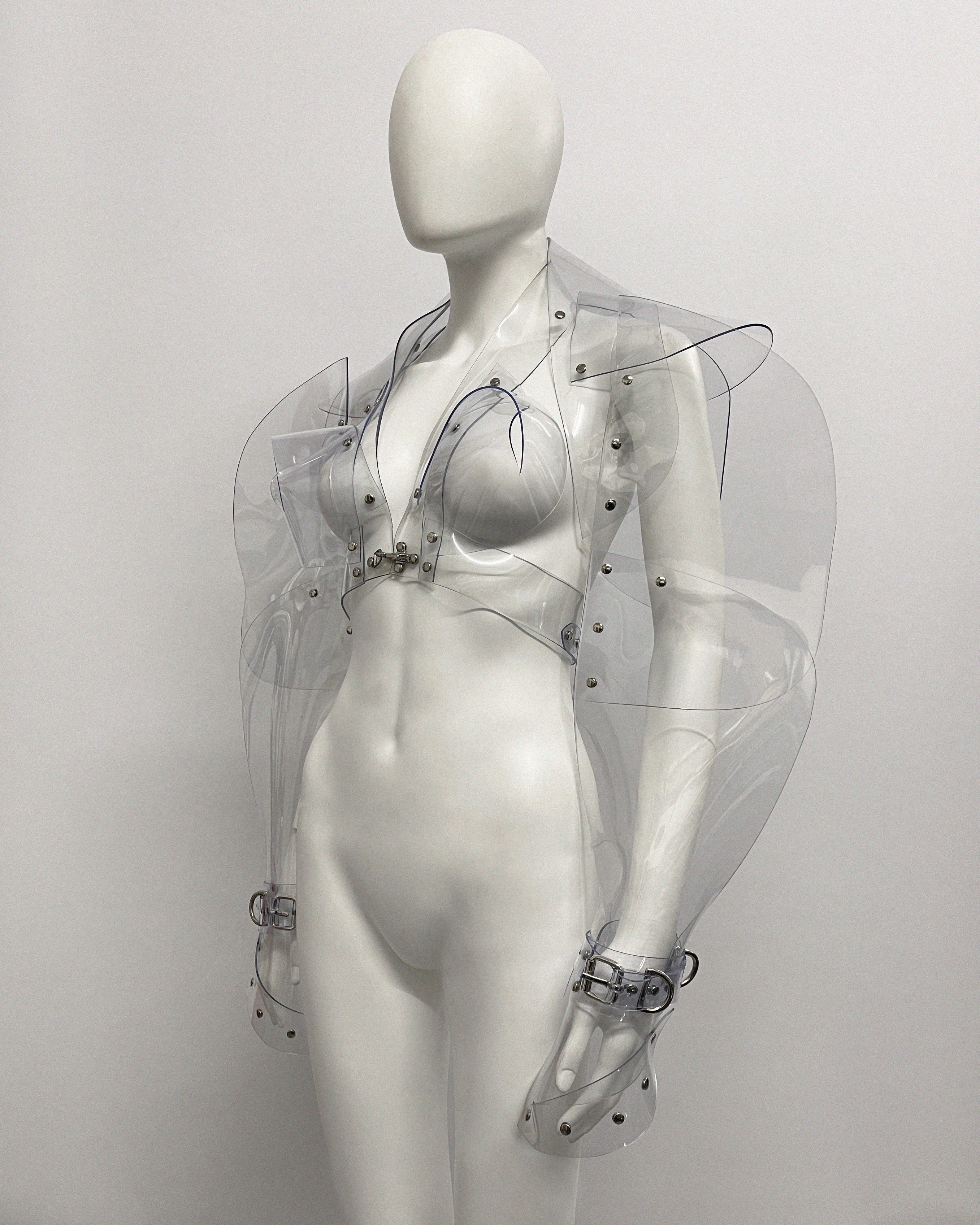 Jivomir Domoustchiev vegan vinyl sculpture jacket transparent fashion future fetish kink couture robot love design luxury vogue 