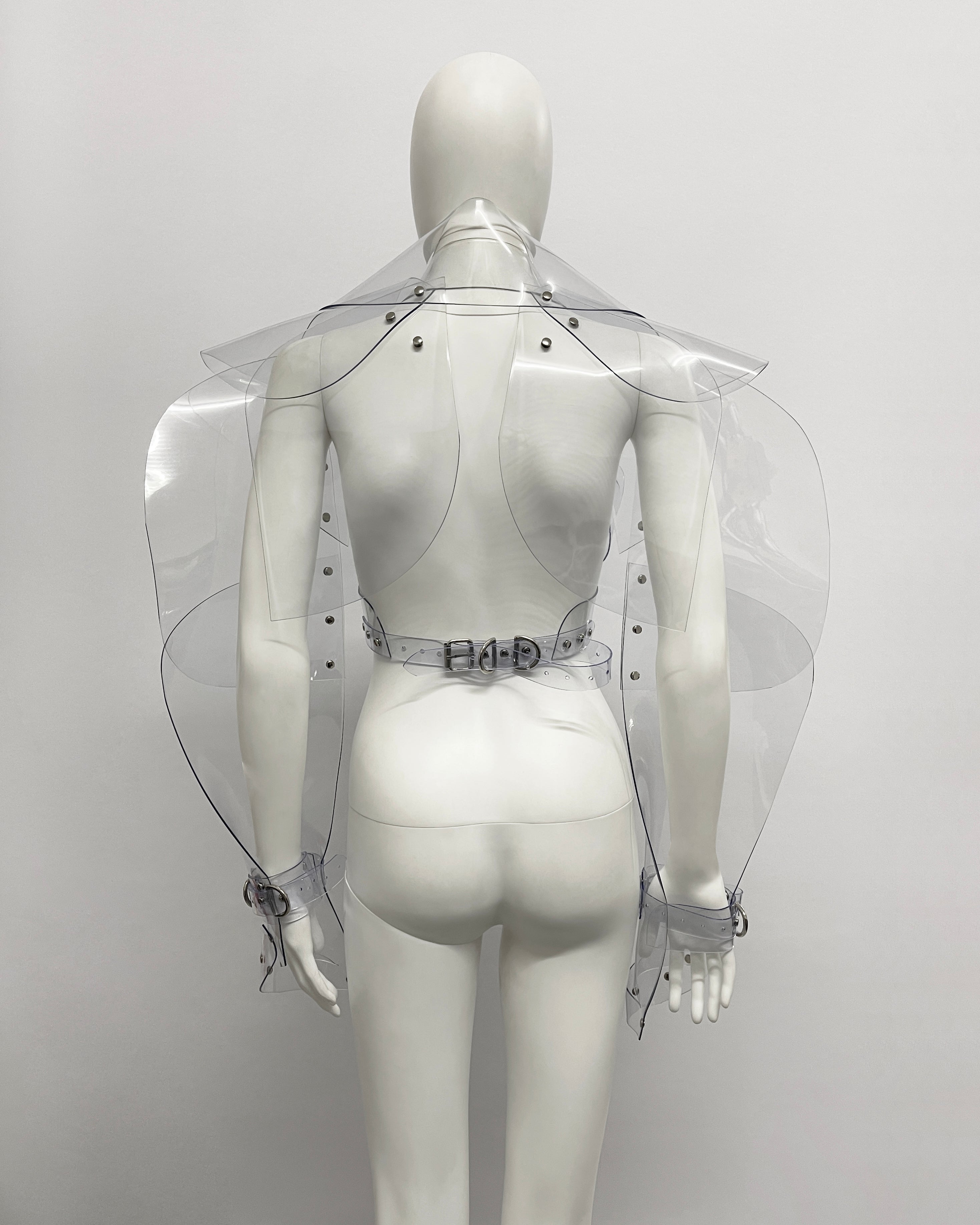 Jivomir Domoustchiev vegan vinyl sculpture jacket transparent fashion future fetish kink couture robot love design luxury vogue 