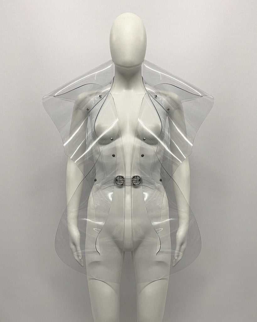 Jivomir Domoustchiev full body armour samurai woman cosplay future robot superhero love vegan sculpture design collectible art transparent 