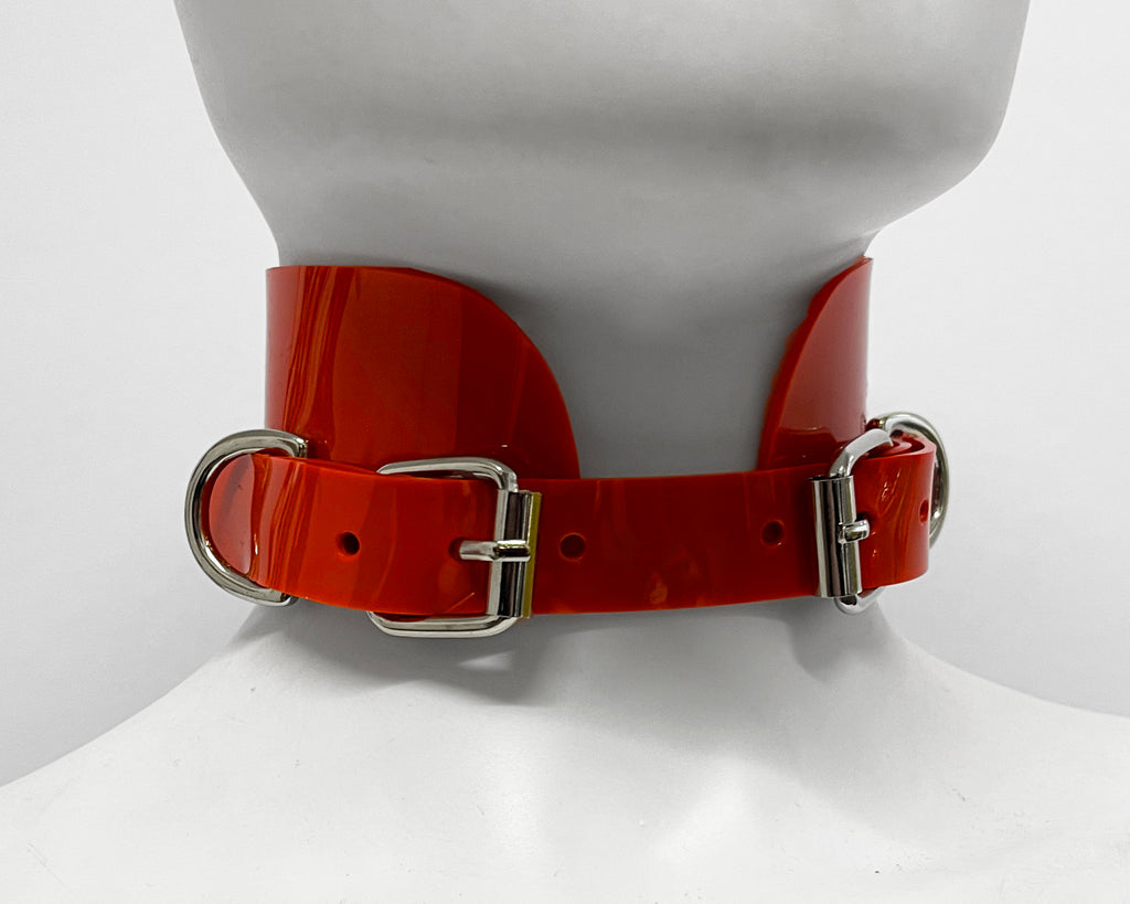 Jivomir Domoustchiev vegan vinyl pvc fashion wearable sculpture hand crafted to order only in East London Atelier independent luxury brand collar choker