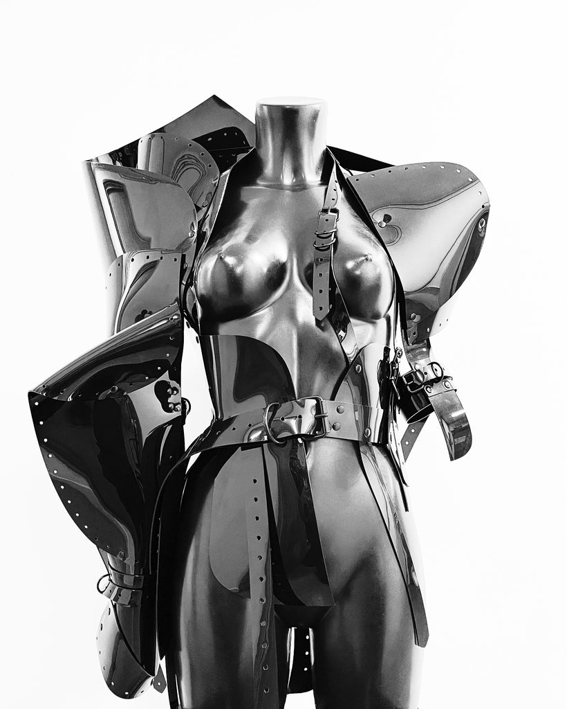 Jivomir Domoustchiev reimagine future sculpture fashion jacket superhero cosplay love robot design future vegan  kink asymmetric love styling design lux hand crafted London future 