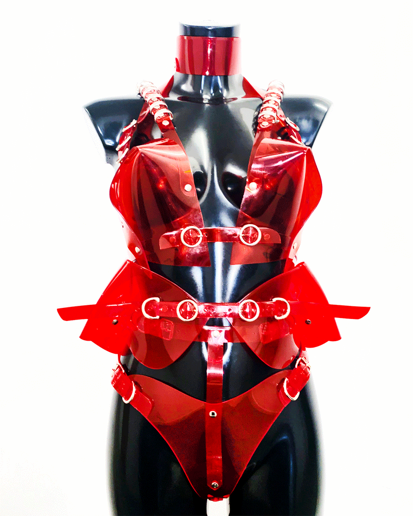 Jivomir Domoustchiev vegan vinyl pvc fashion wearable sculpture hand crafted to order only in East London Atelier independent luxury brand