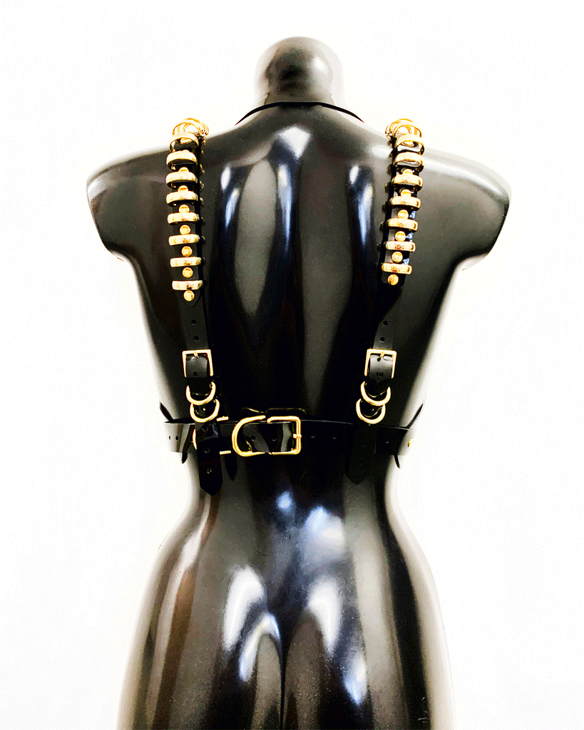 Jivomir Domoustchiev vinyl sculpture bustier black vegan multi ring kink bra let future fashion latex