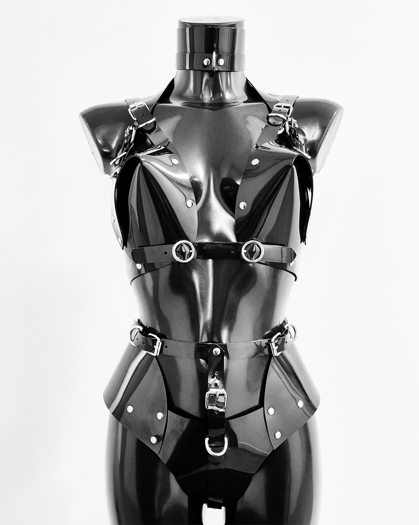 Jivomir Domoustchiev vegan vinyl pvc fashion wearable sculpture hand crafted to order only in East London Atelier independent luxury brand