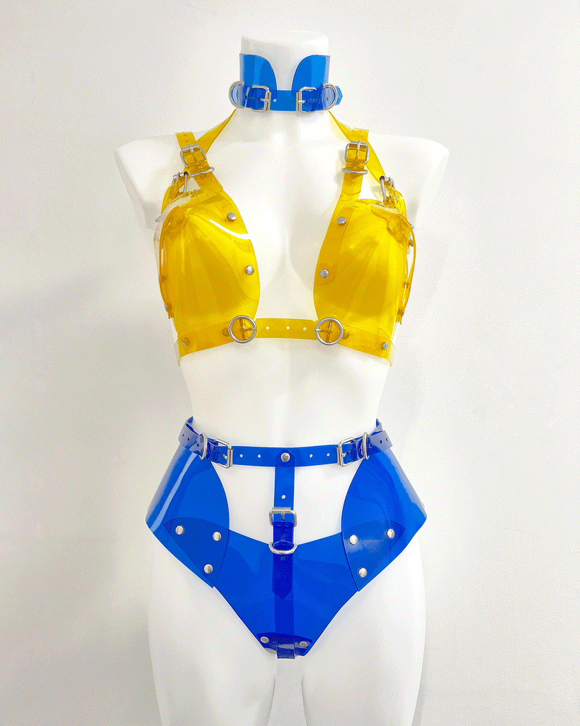 Jivomir Domoustchiev vegan vinyl pvc fashion wearable sculpture hand crafted to order only in East London Atelier independent luxury brand