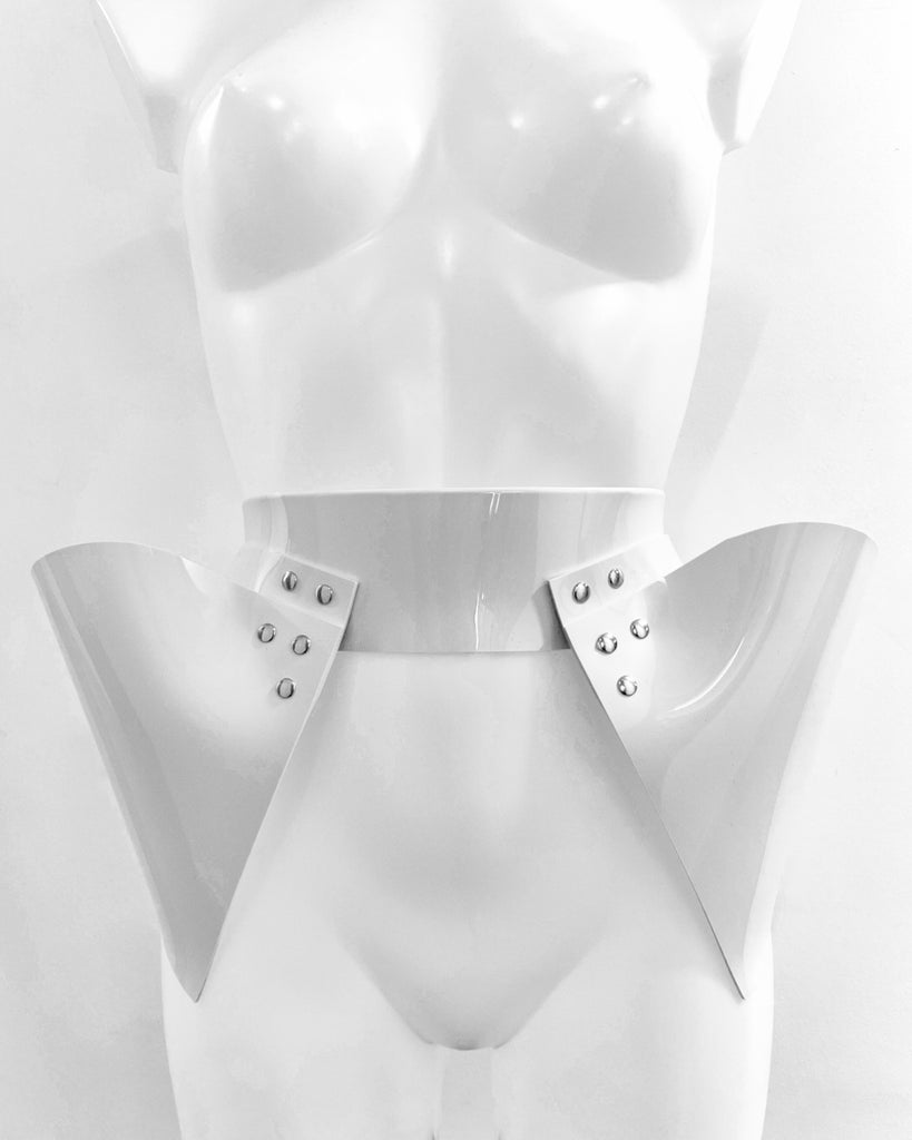 Jivomir Domoustchiev vegan vinyl pvc fashion wearable sculpture hand crafted to order only in East London Atelier independent luxury brand