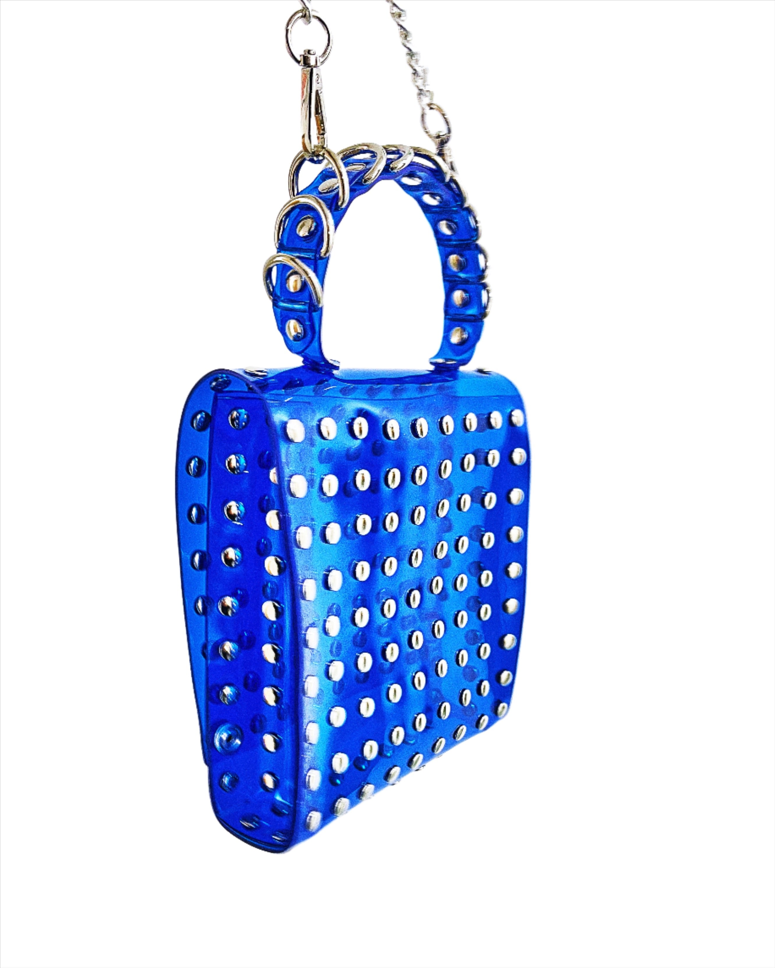 Jivomir Domoustchiev vegan vinyl pvc fashion wearable sculpture handbag purse hand crafted to order only in East London Atelier independent luxury brand purse handbag