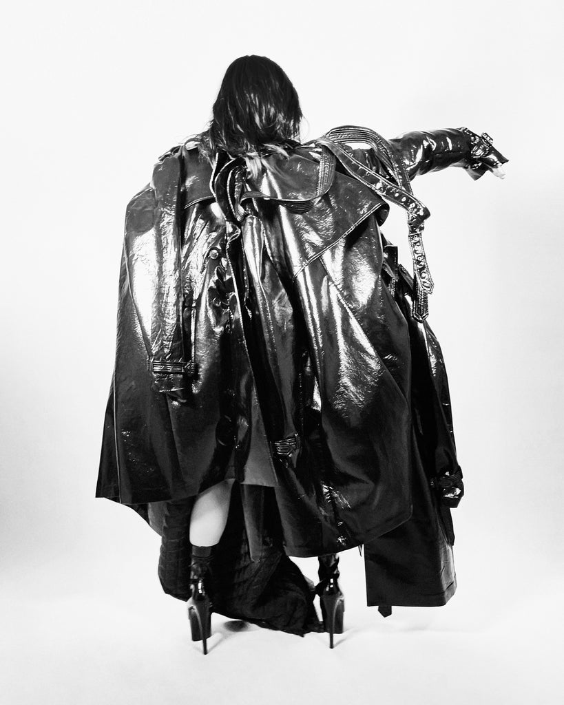 Vinyl Triple Reimagined Trench coat Jivomir Domoustchiev reworked repurposed design future