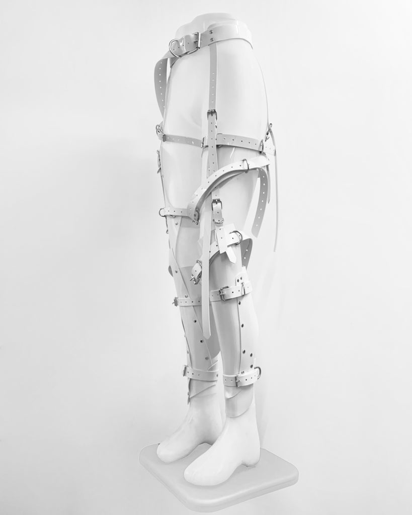 Jivomir Domoustchiev Full Robot Leg Harness in vegan vinyl pure robot style future Dixie D'Amelo perfect styling to create full  look worn as belt or full look
