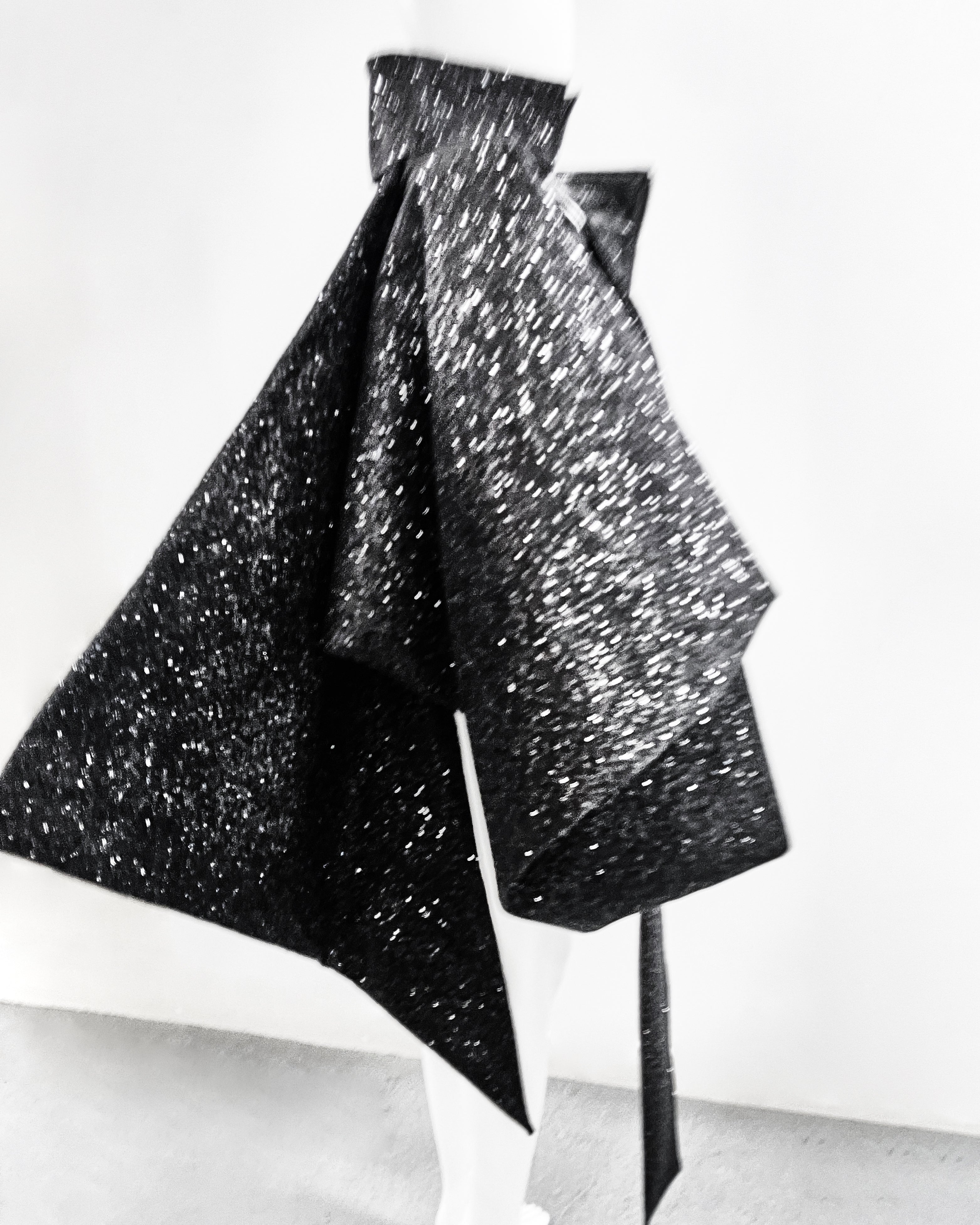 Jivomir Domoustchiev vegan vinyl pvc fashion wearable sculpture hand crafted to order only in East London Atelier independent luxury glitter coat jacket couture made to order custom 