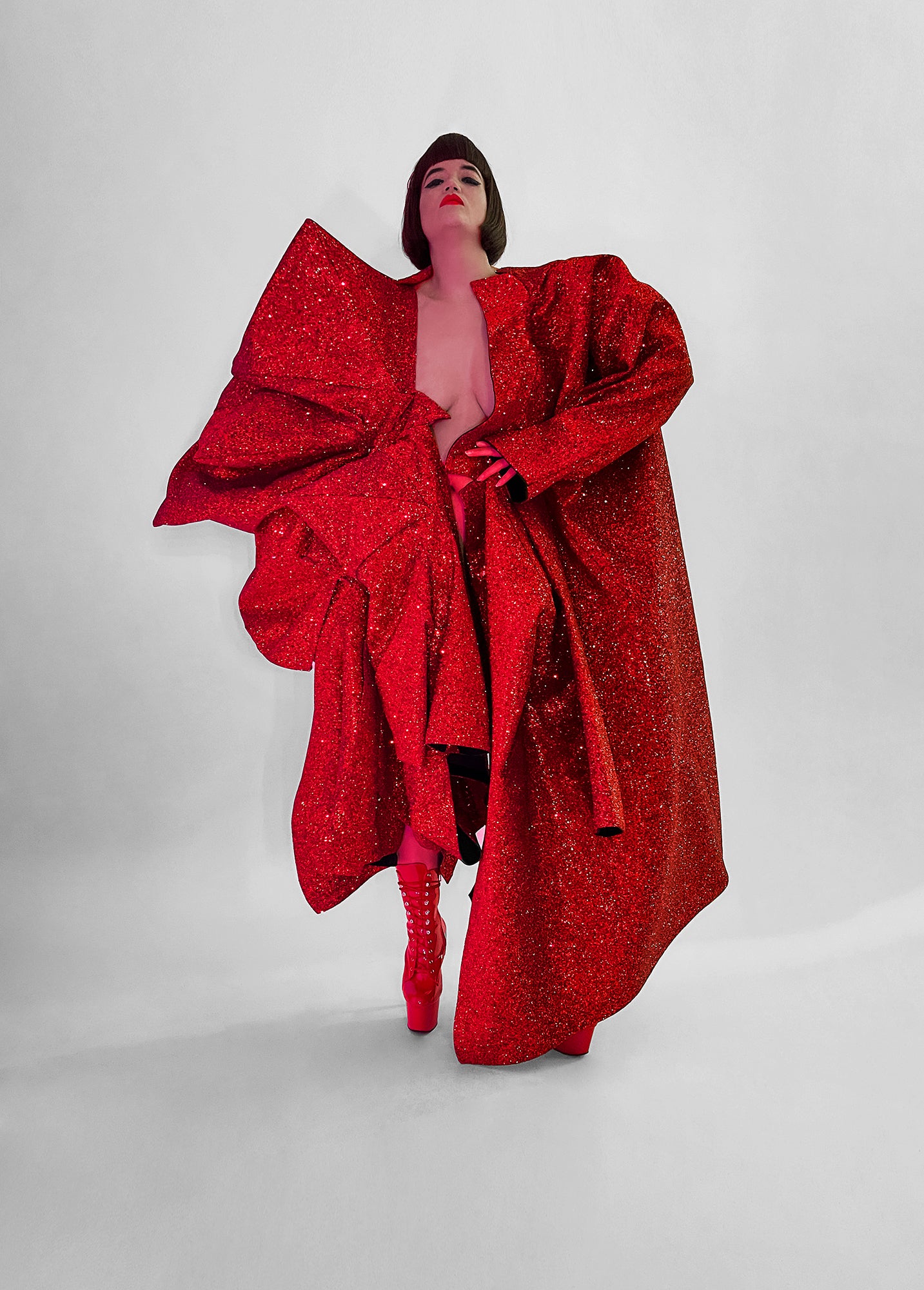 Half and Half Coat Jivomir Domoustchiev glitter star sculpture angular asymmetric couture coat