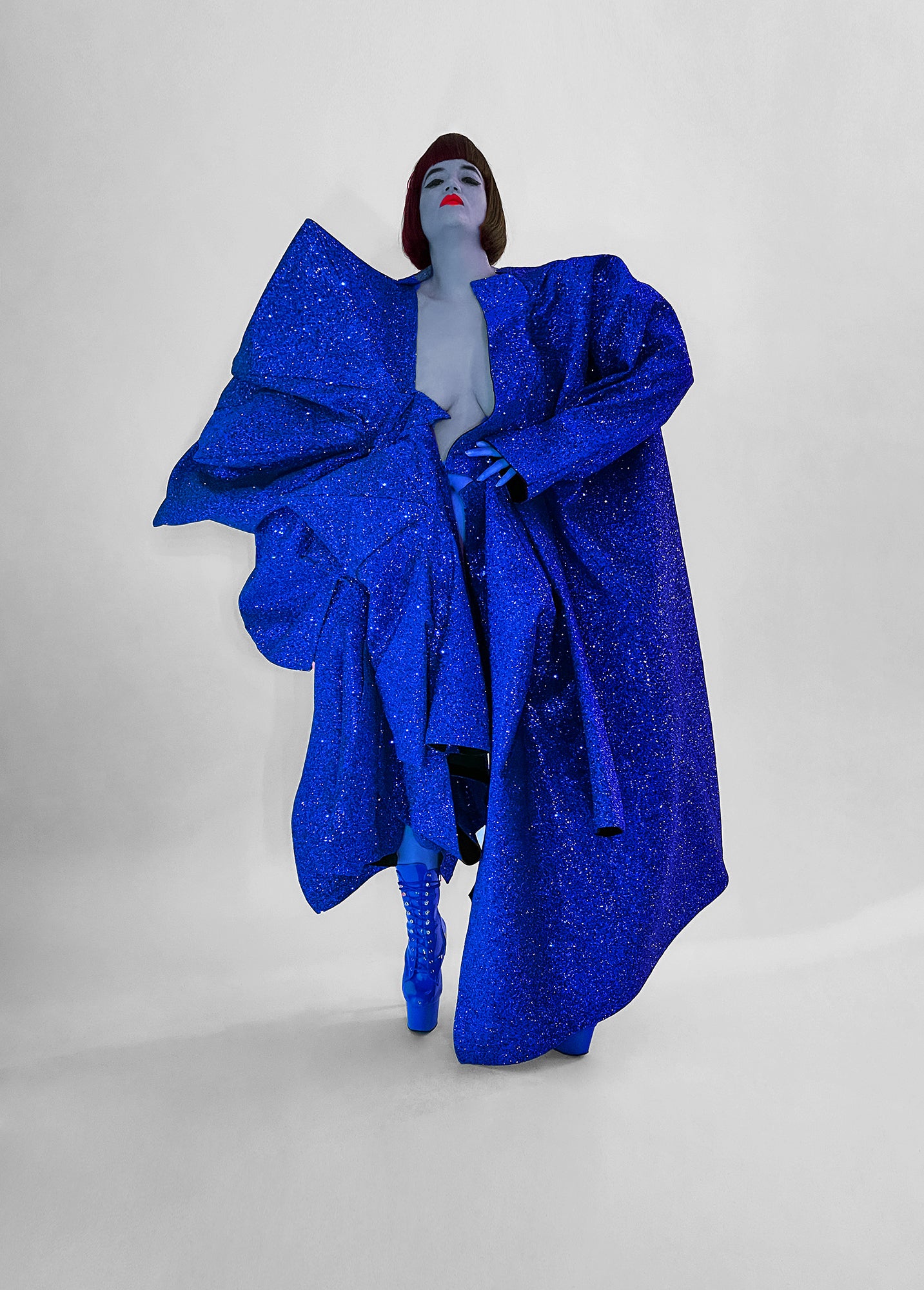 Half and Half Coat Jivomir Domoustchiev glitter star sculpture angular asymmetric couture coat