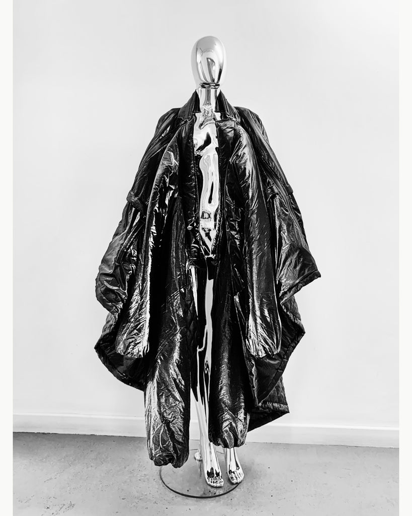 Shapeshifter PUF Jivomir Domoustchiev layered sculpture  Puffa coat repurposed reimagineeverything future fashion hand crafted made in London luxury couture 