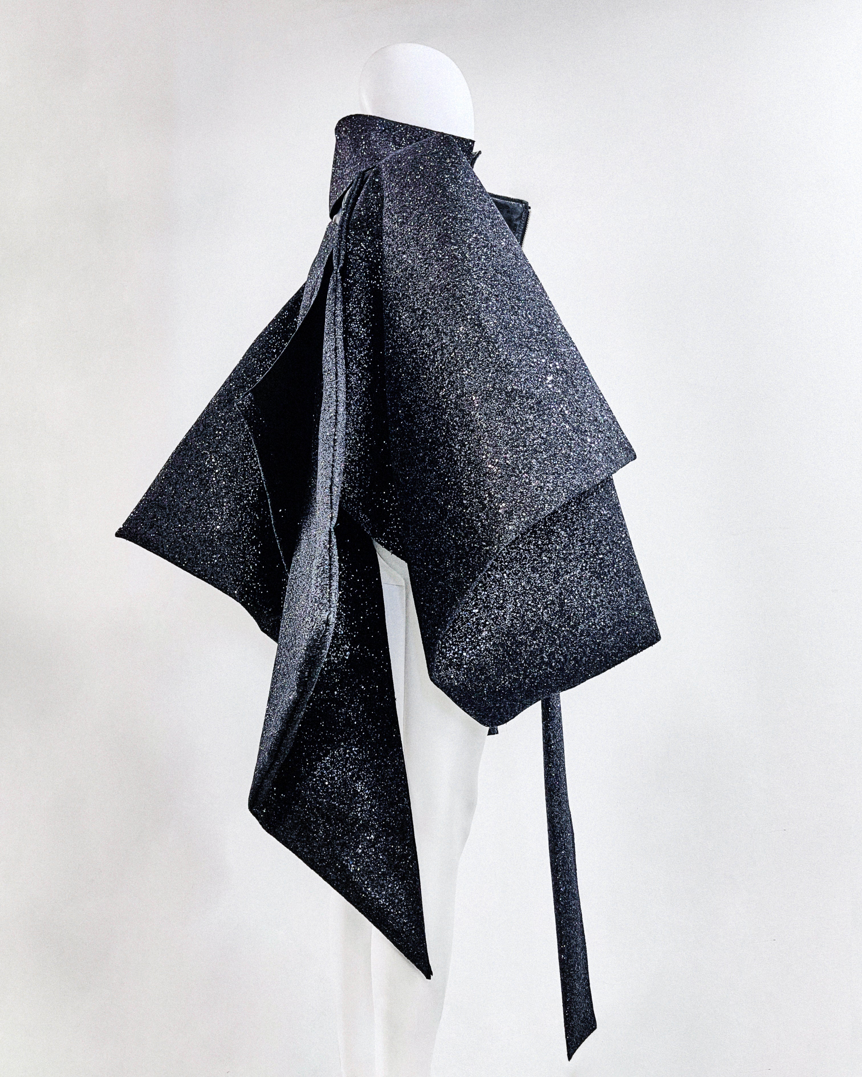 Jivomir Domoustchiev vegan vinyl pvc fashion wearable sculpture hand crafted to order only in East London Atelier independent luxury glitter coat jacket couture made to order custom 