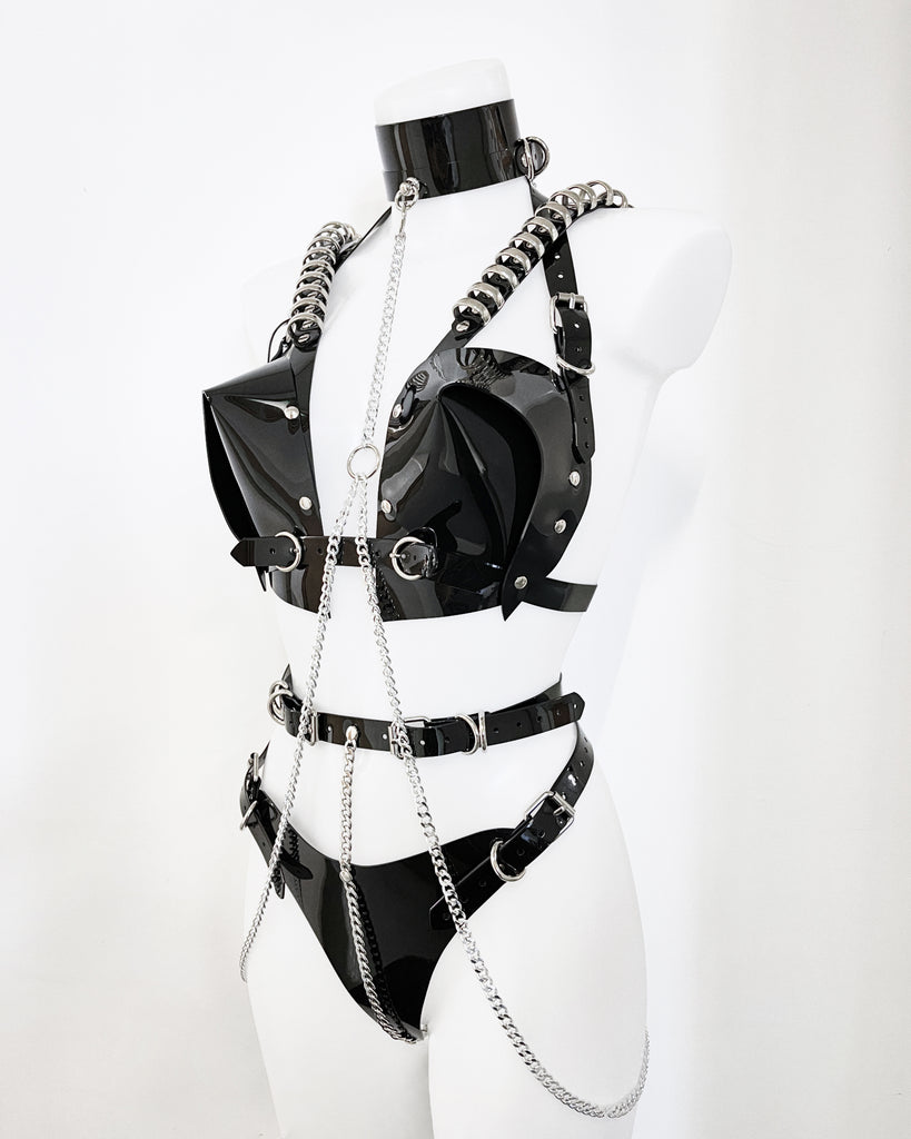 Jivomir Domoustchiev vegan vinyl pvc fashion wearable sculpture hand crafted to order only in East London Atelier independent luxury brand bras and panties knickers