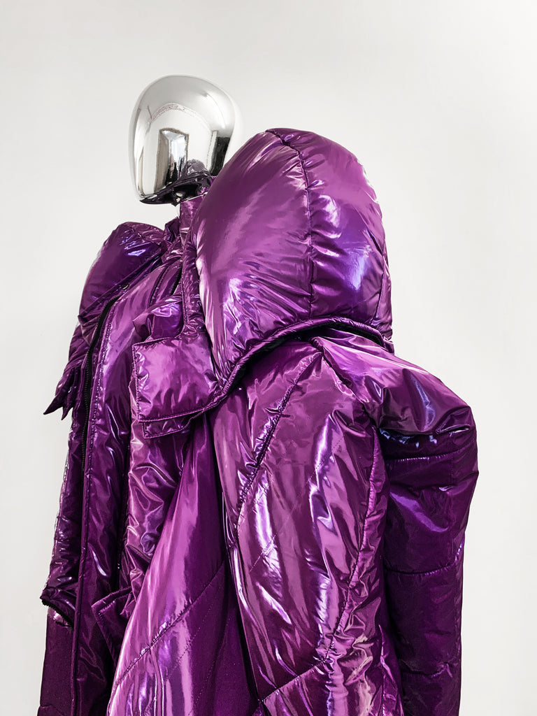 Jivomir Domoustchiev repurposed reimagine our future puffa coat jacket hand crafted to order only
