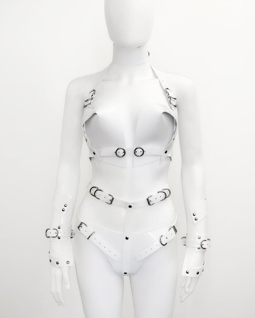 Jivomir Domoustchiev vegan vinyl sculpture fashion accessories hand crafted made in London kink avant garden future  luxury superhero cosplay kink latex fetish 