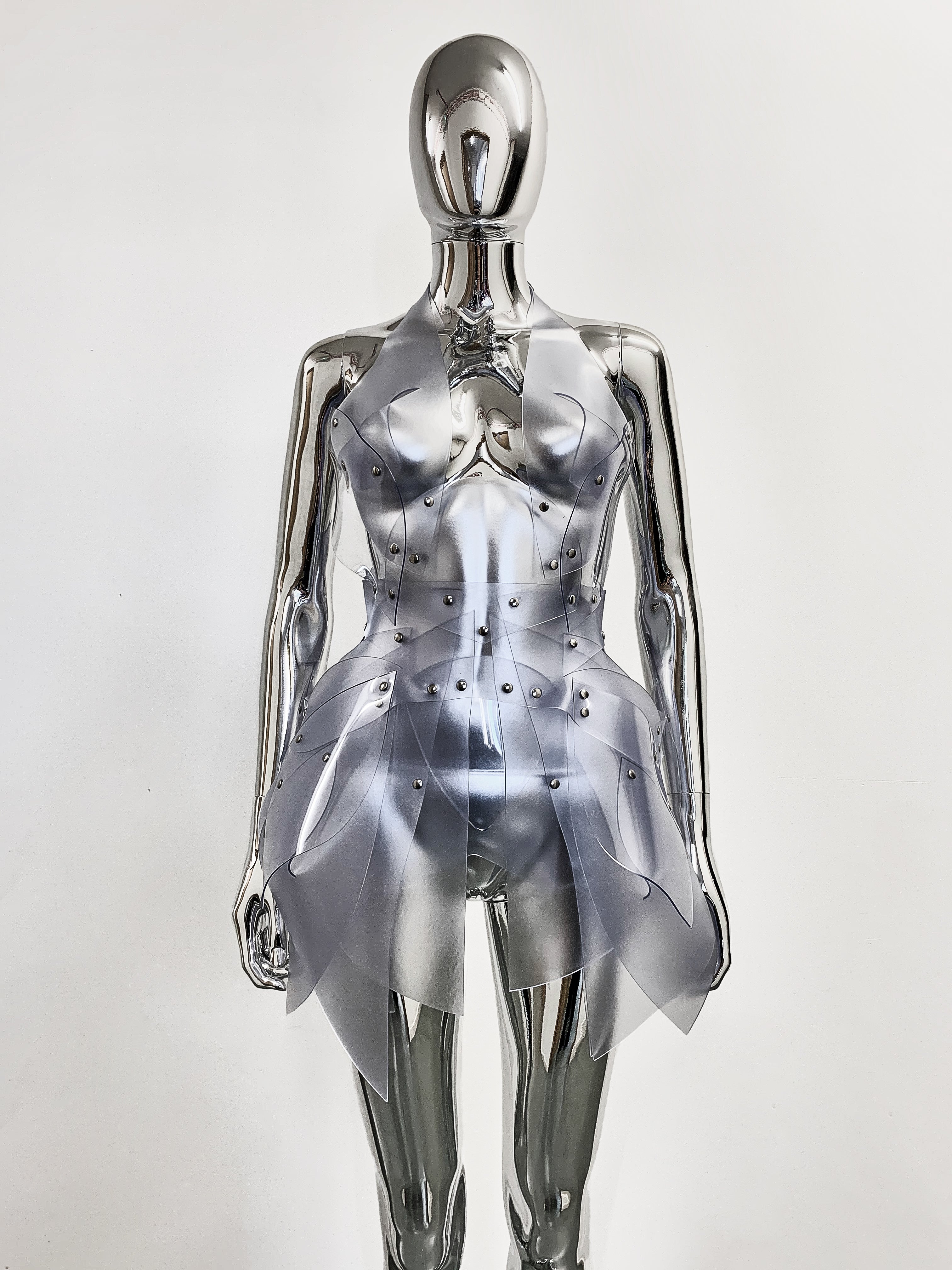 Jivomir Domoustchiev vegan vinyl sculpture future fashion vegan dress