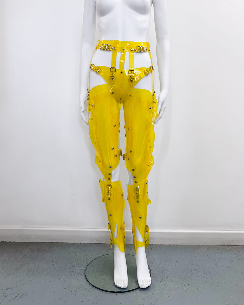 Jivomir Domoustchiev Full Robot Leg Harness in vegan vinyl pure robot style future Dixie D'Amelo perfect styling to create full  look worn as belt or full look