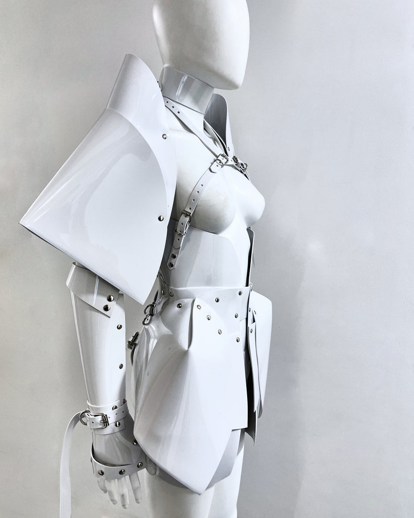 Jivomir Domoustchiev vegan vinyl pvc fashion wearable sculpture hand crafted to order only in East London Atelier independent luxury brand