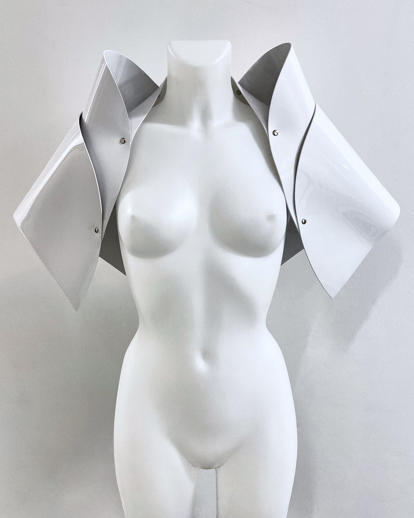 Jivomir Domoustchiev vegan vinyl pvc fashion wearable sculpture hand crafted to order only in East London Atelier independent luxury brand