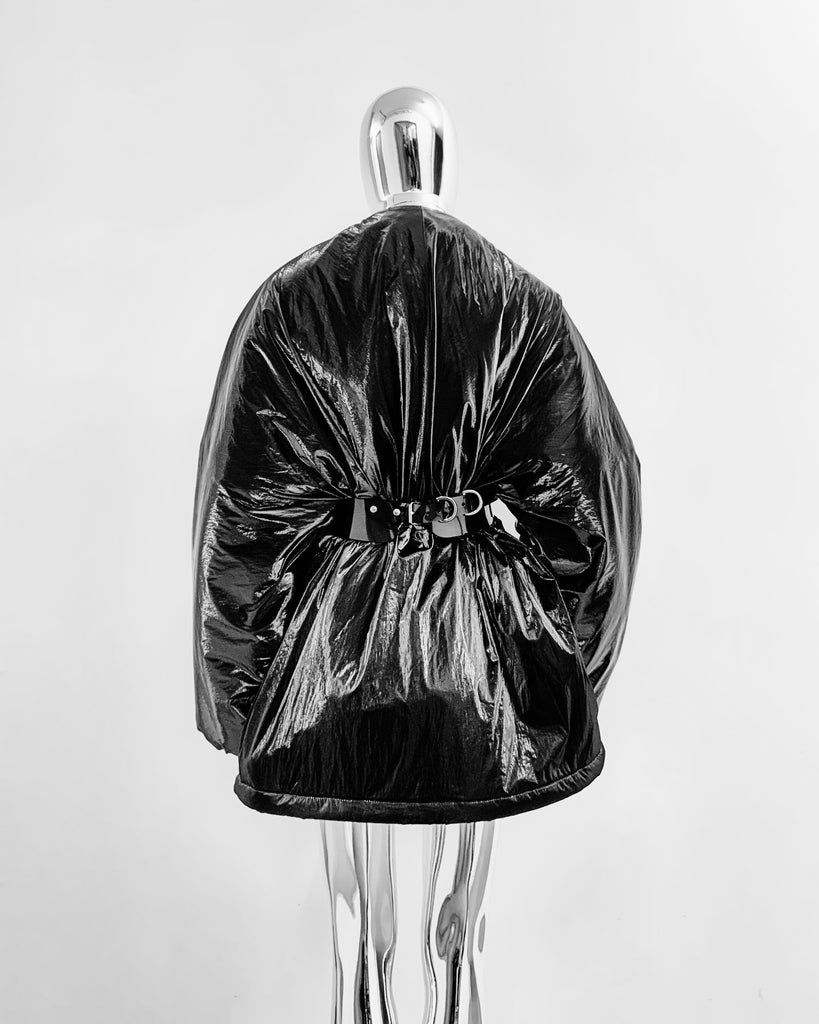 Shapeshifter PUF Jivomir Domoustchiev layered sculpture  Puffa coat repurposed reimagineeverything future fashion hand crafted made in London luxury couture 