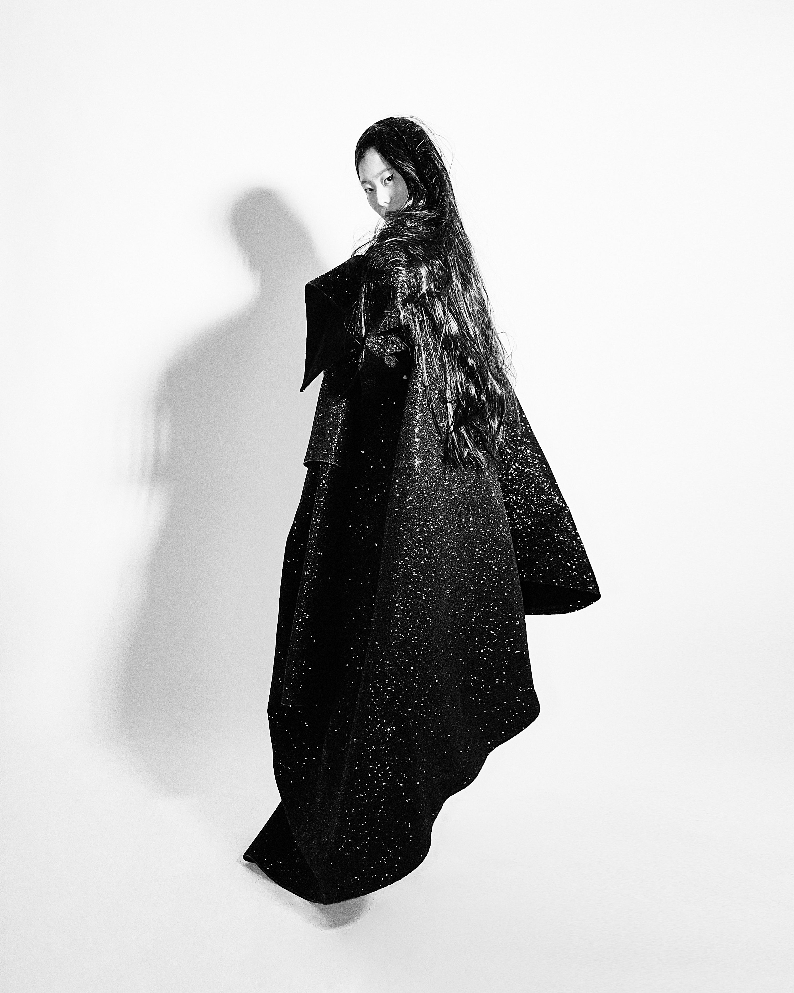 Half and Half Coat Jivomir Domoustchiev glitter star sculpture angular asymmetric couture coat