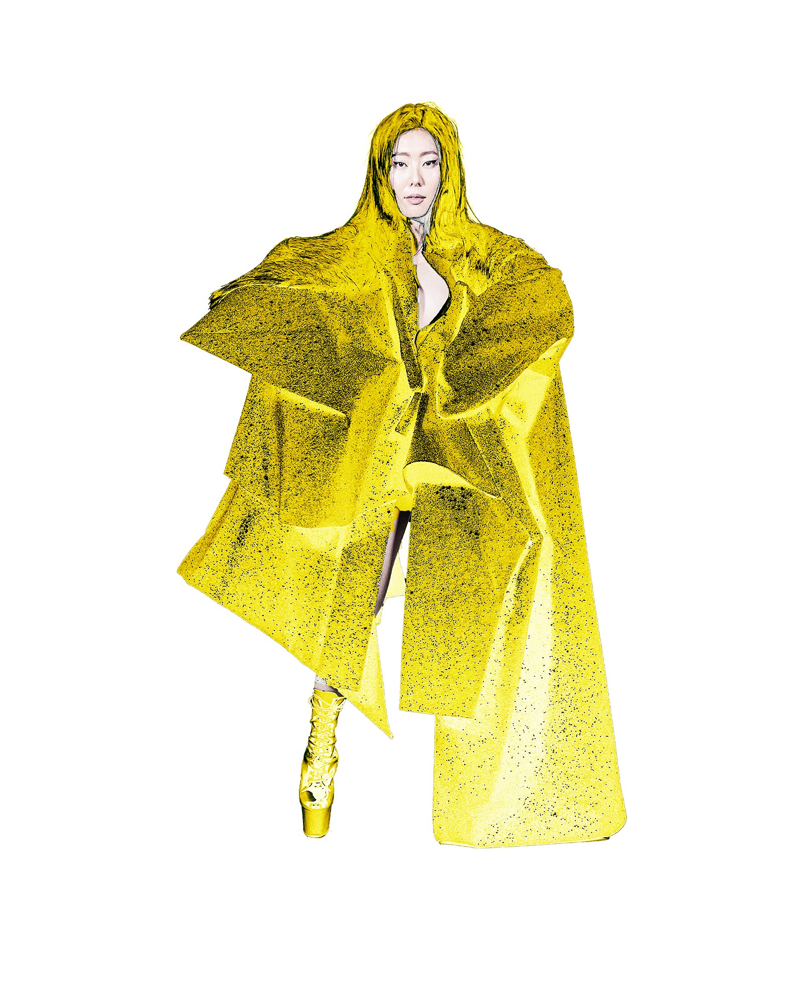 Half and Half Coat Jivomir Domoustchiev glitter star sculpture angular asymmetric couture coat