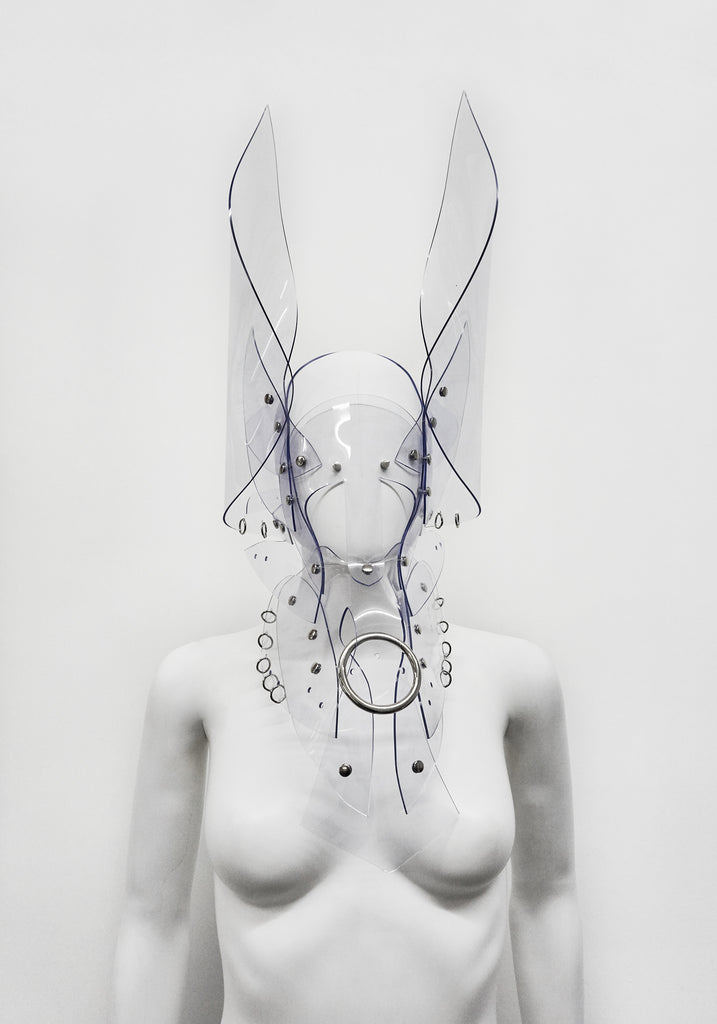 Vegan vinyl spirit animal studded kink role-play anime headpiece mask carnival rabbit cat eagle wolf dog ring Jivomir Domoustchiev