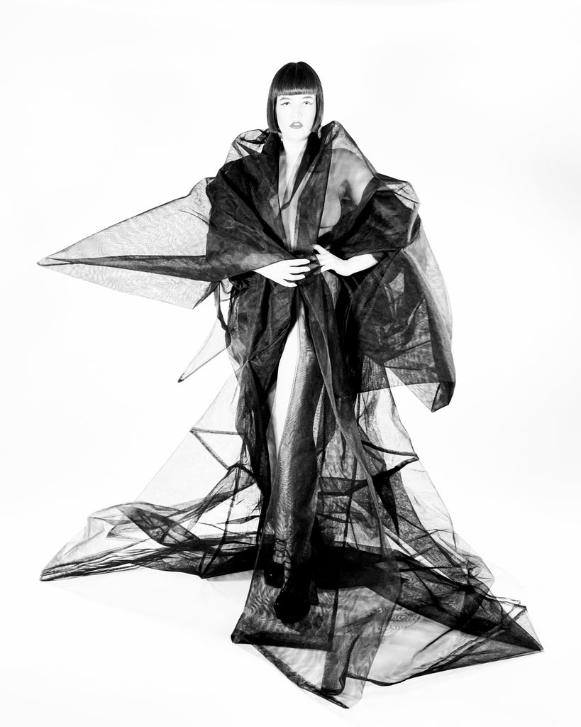 Jivomir Domoustchiev vegan vinyl pvc fashion wearable sculpture hand crafted to order only in East London Atelier independent luxury brand net opera coat