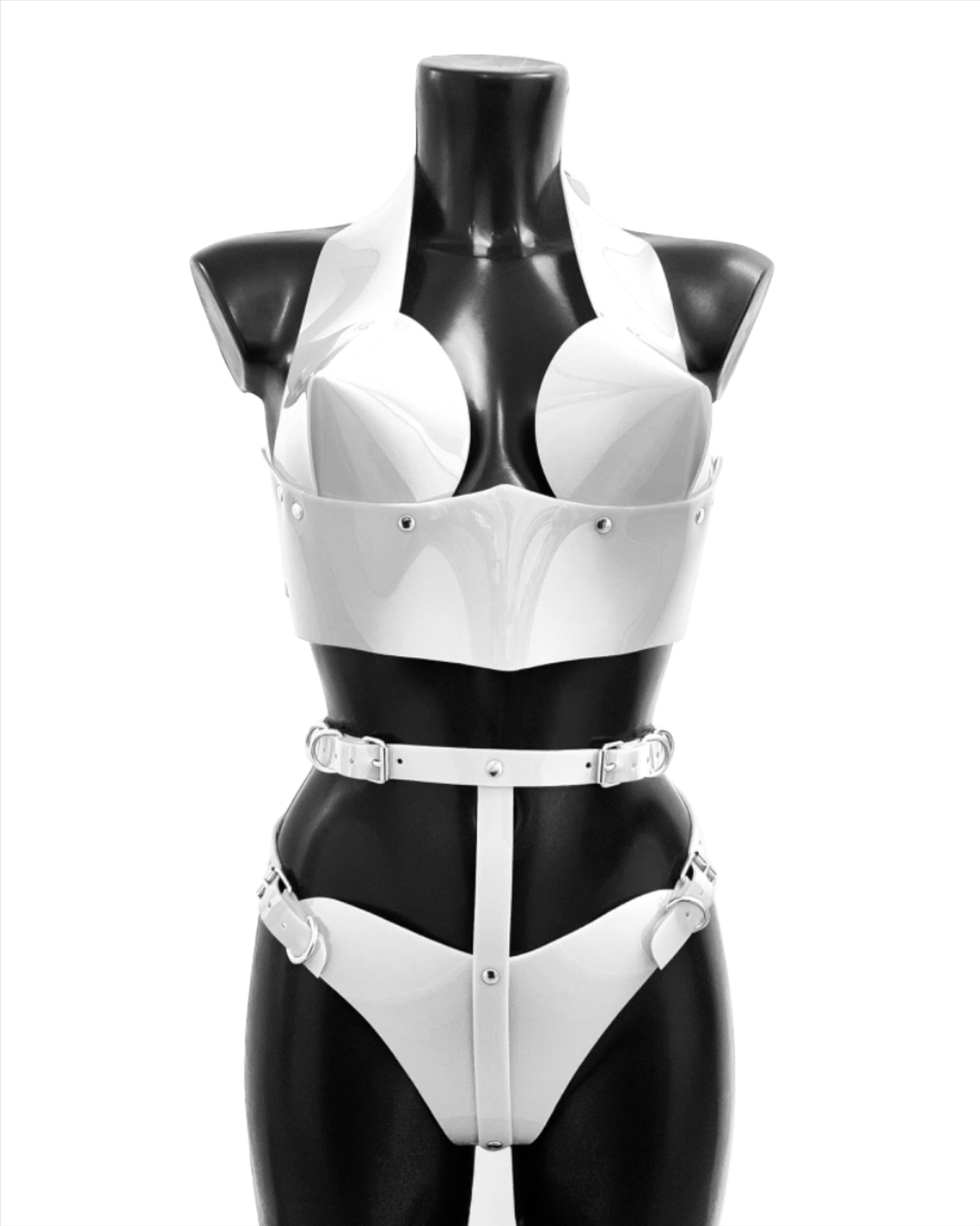 Jivomir Domoustchiev vegan vinyl pvc fashion wearable sculpture hand crafted to order only in East London Atelier independent luxury brand bras and panties knickers