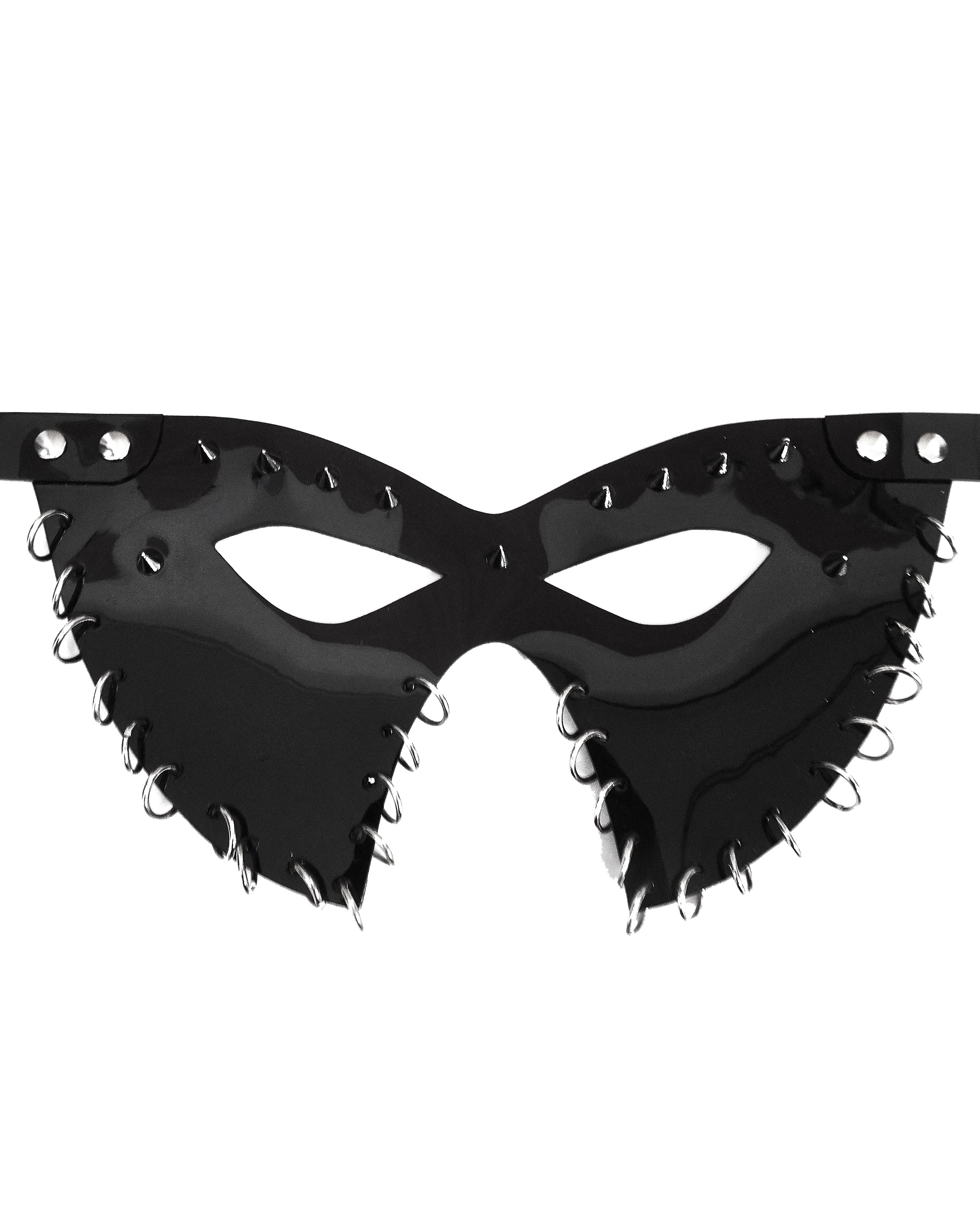 ATÉLIER JIVOMIR WE ARE ALL SUPERHERO'S LUXURY VINYL CABARET CARNIVAL MASK STUDDED  BLACK
