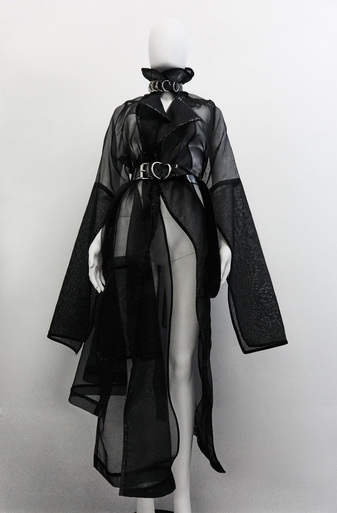 Jivomir Domoustchiev silk trench glitter trim luxury fashion 