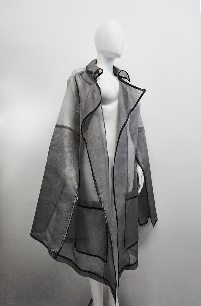 Jivomir Domoustchiev silk trench glitter trim luxury fashion 