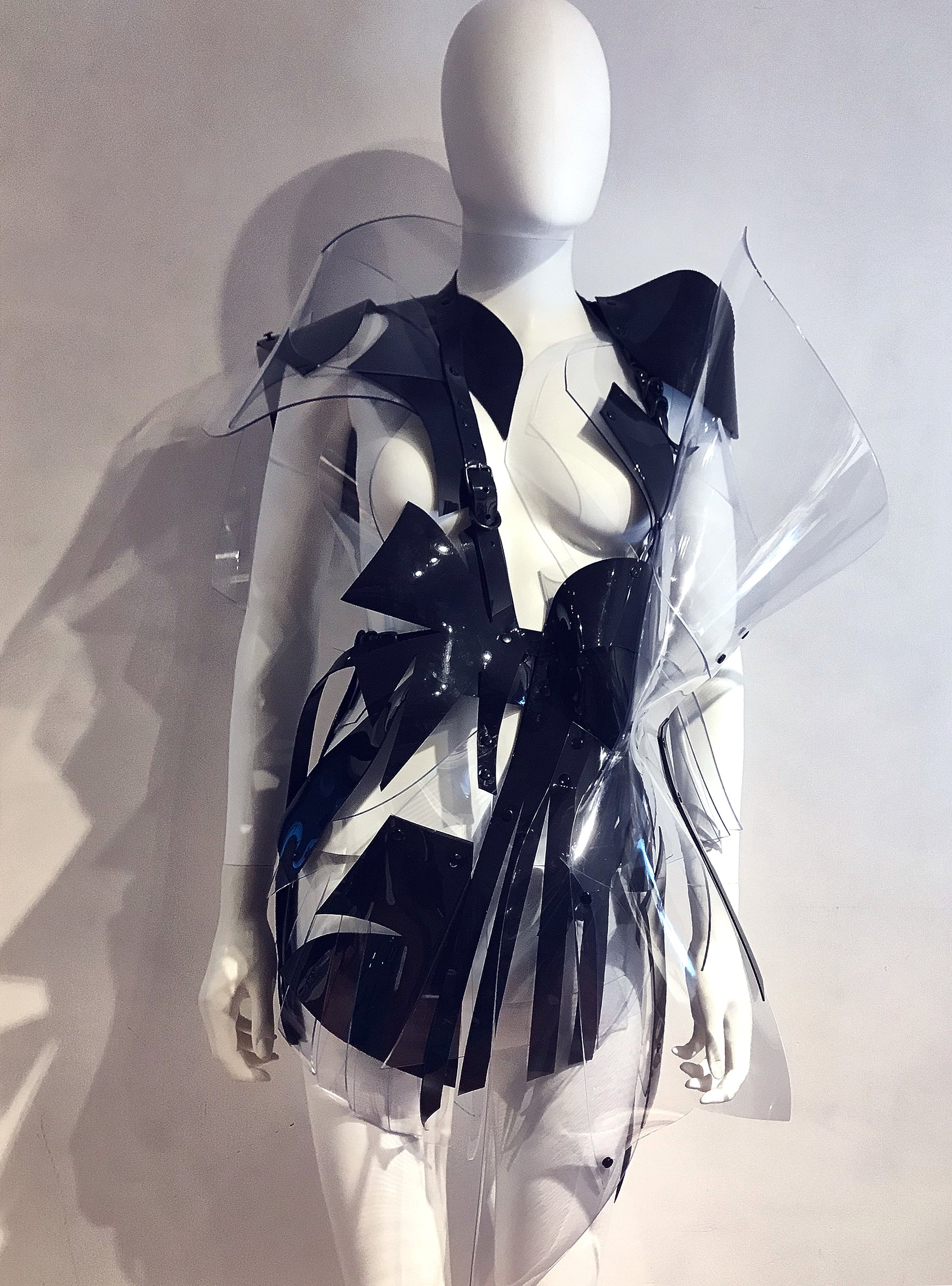 Jivomir Domoustchiev vegan vinyl pvc fashion wearable sculpture hand crafted to order only in East London Atelier independent luxury brand