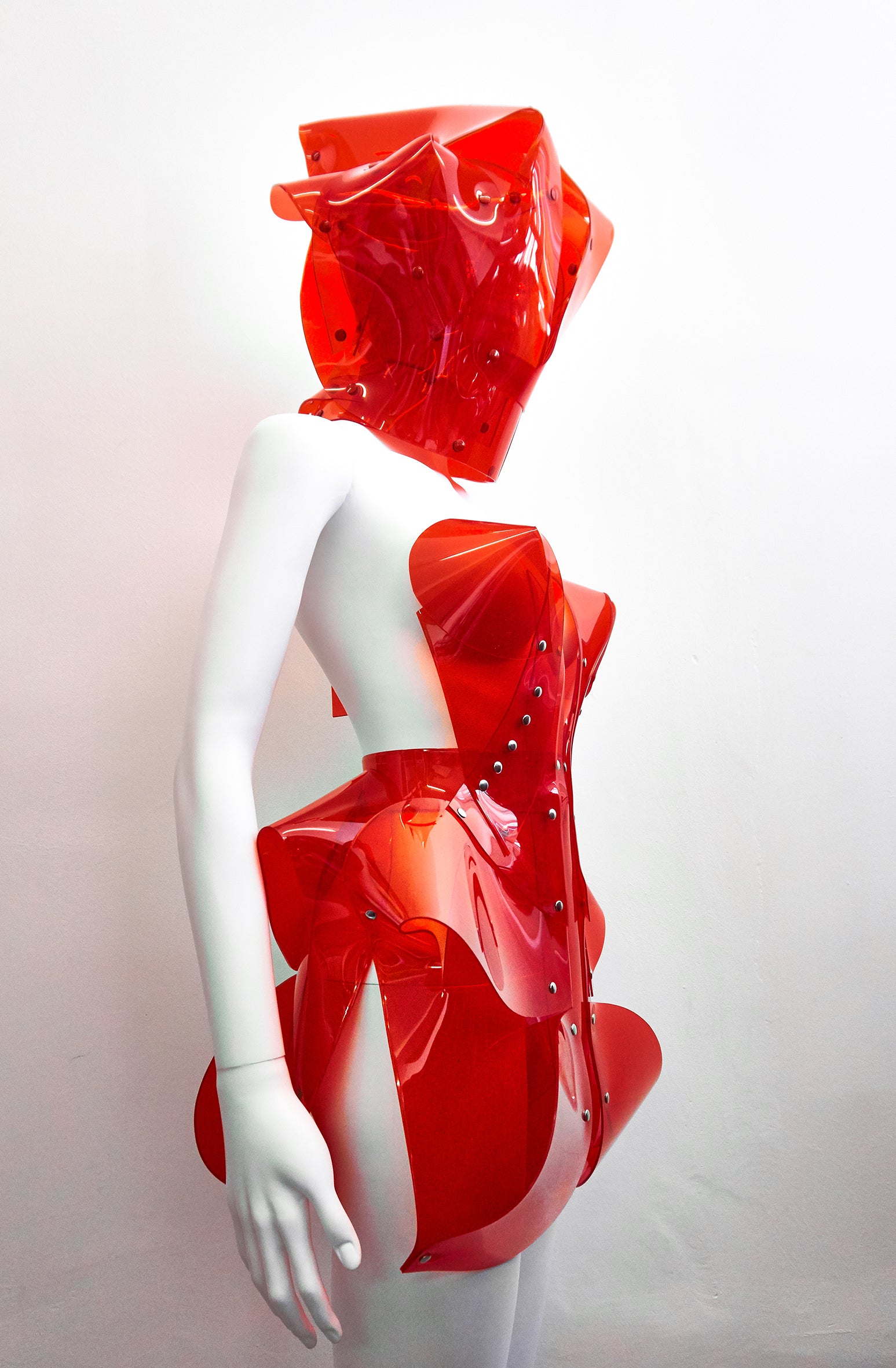 Jivomir Domoustchiev Little red dress.  Stand out in the crowd with this stunning must have mini sculpture dress. Perfectly formed and absolutely stunning shown warn with the matching clear helmet available separately can be made in a variety of stunning colours 