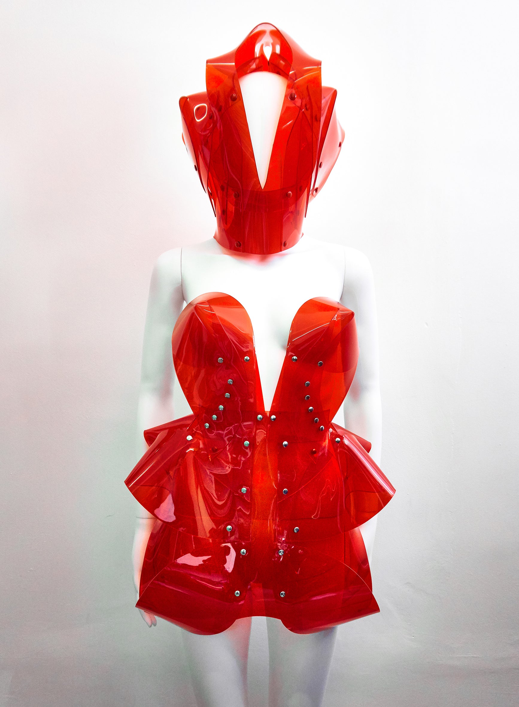 Jivomir Domoustchiev Little red dress.  Stand out in the crowd with this stunning must have mini sculpture dress. Perfectly formed and absolutely stunning shown warn with the matching clear helmet available separately can be made in a variety of stunning colours 