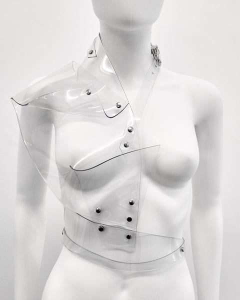Jivomir Domoustchiev vinyl sculpture half harness belt transparent
