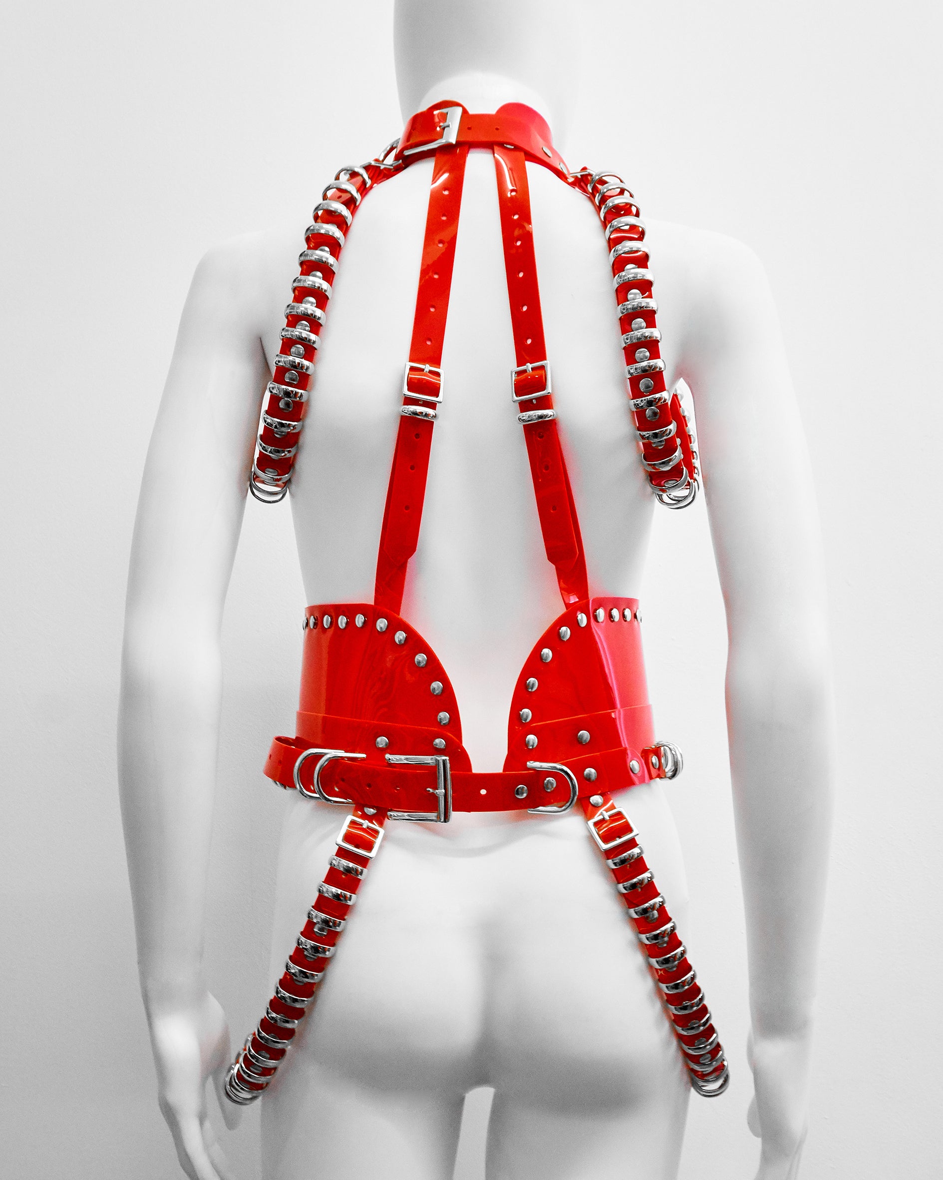 Jivomir Domoustchiev vegan vinyl multi ring harness kink fetish Lady Gaga designer